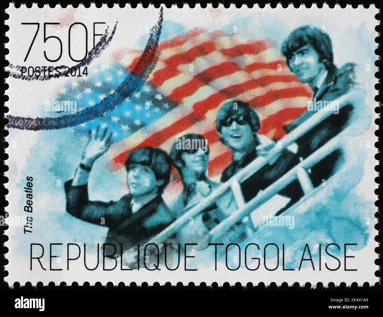 I Beatles durante il loro tour nordamericano sul francobollo Foto Stock
