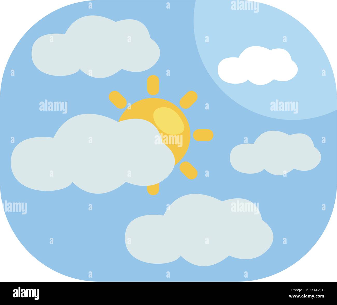 Paesaggio solare luminoso, illustrazione, vettore su sfondo bianco. Illustrazione Vettoriale
