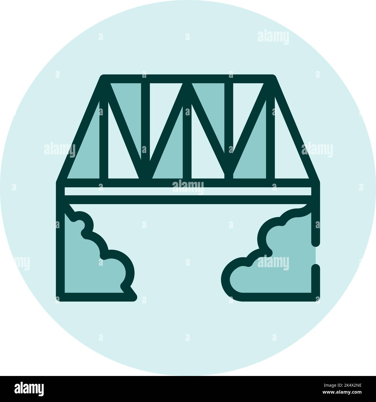 Ponte sul fiume, illustrazione, vettore su sfondo bianco. Illustrazione Vettoriale