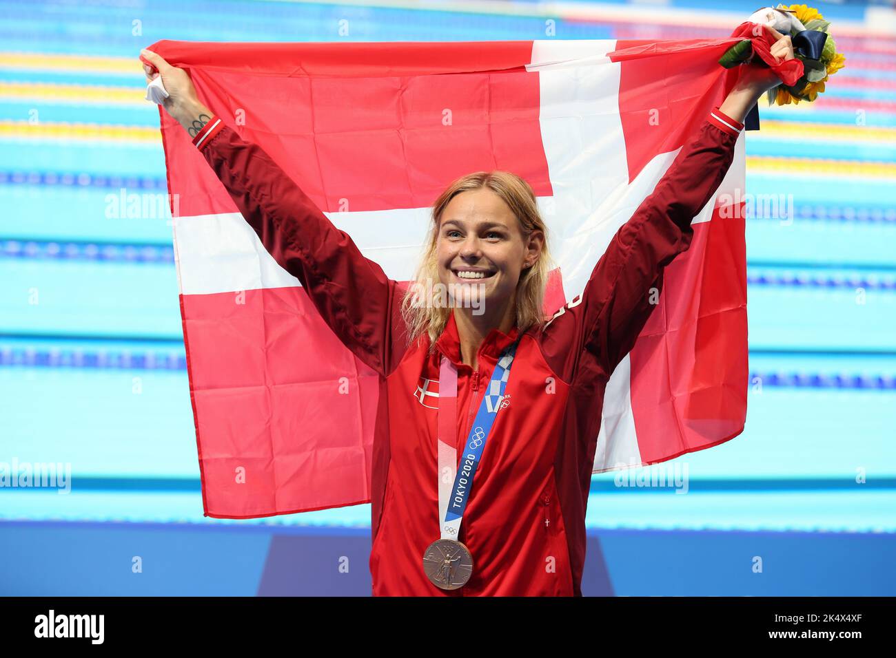 1st AGOSTO 2021 - TOKYO, GIAPPONE: Pernille BLUME di Danimarca vince la medaglia di bronzo nella finale di Freestyle 50m delle Donne in piscina ai Giochi Olimpici di Tokyo 2020 (Foto: Mickael Chavet/RX) Foto Stock