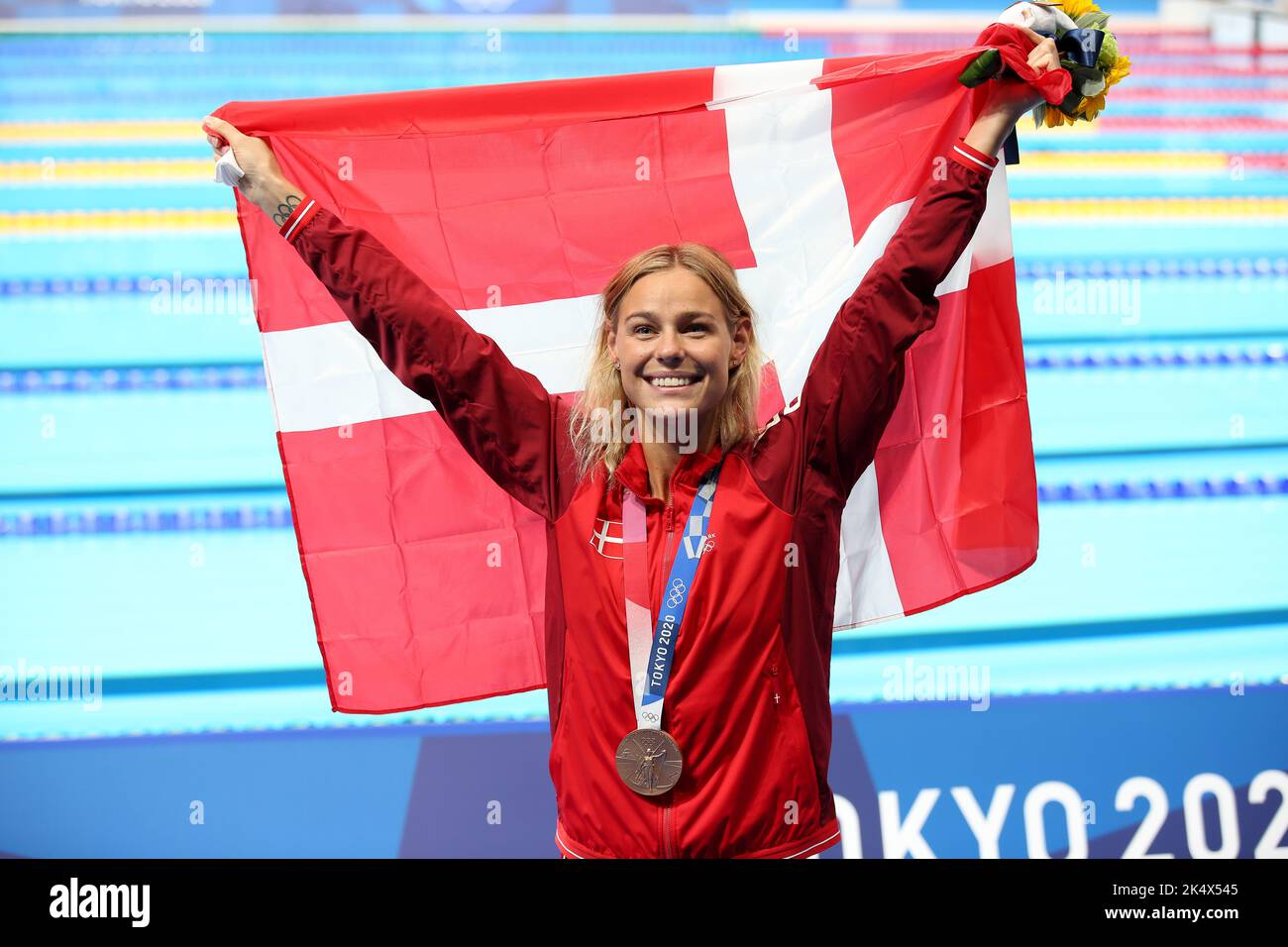 1st AGOSTO 2021 - TOKYO, GIAPPONE: Pernille BLUME di Danimarca vince la medaglia di bronzo nella finale di Freestyle 50m delle Donne in piscina ai Giochi Olimpici di Tokyo 2020 (Foto: Mickael Chavet/RX) Foto Stock