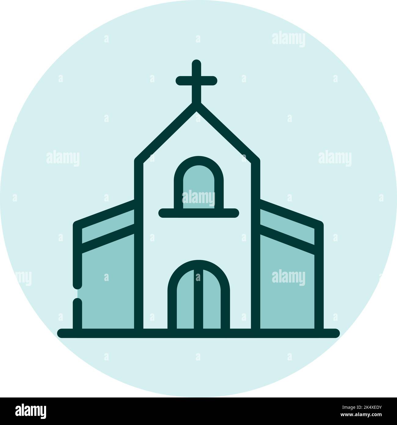 Matrimonio chiesa, illustrazione, vettore su sfondo bianco. Illustrazione Vettoriale