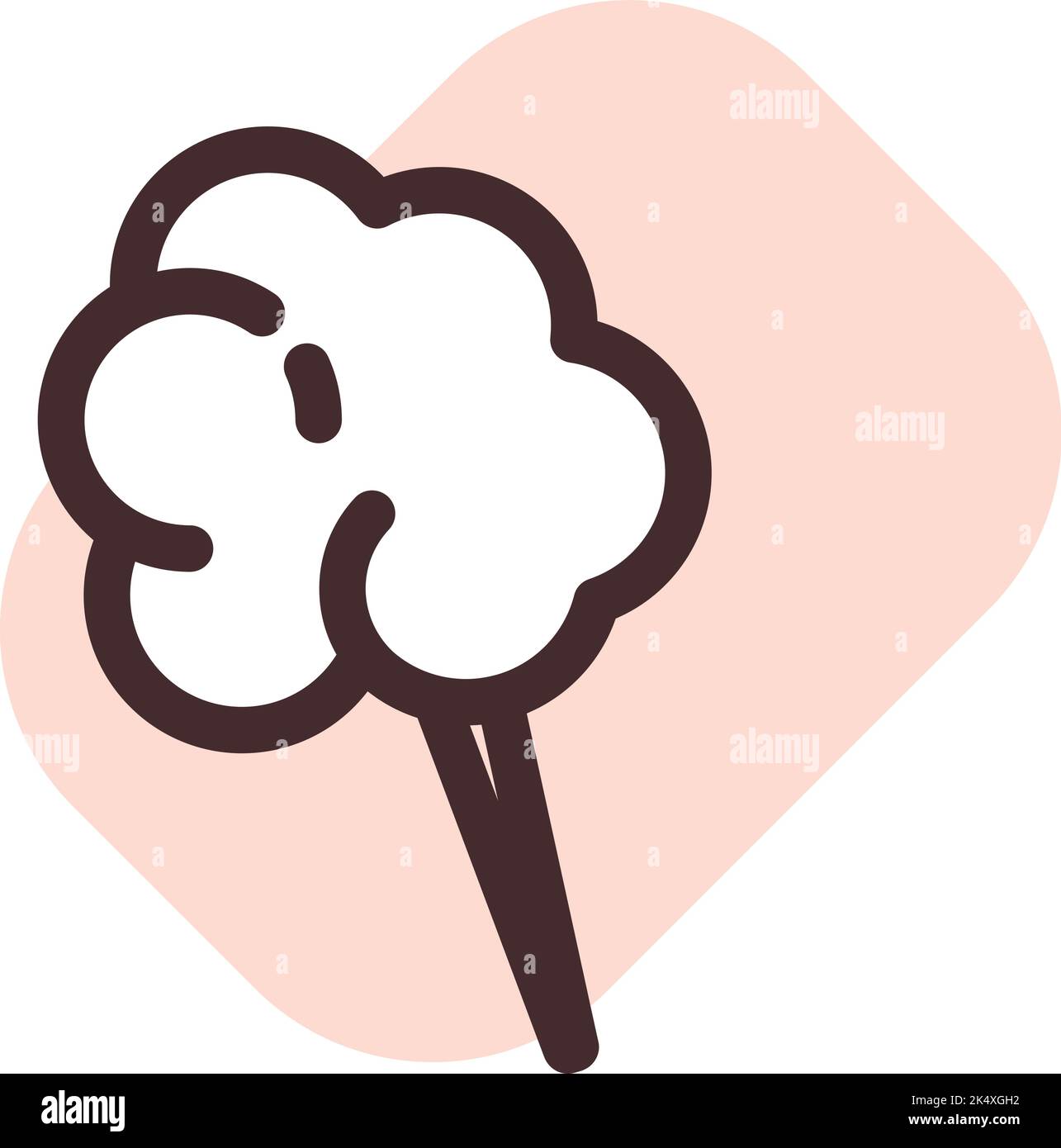 Caramella di cotone su un bastone, illustrazione, vettore su uno sfondo bianco. Illustrazione Vettoriale