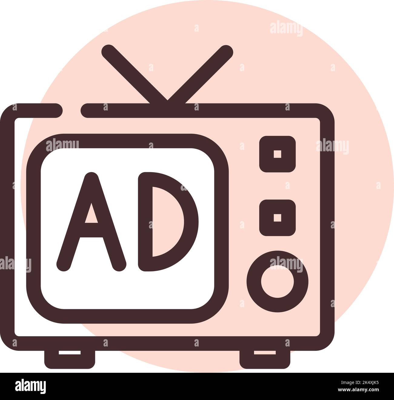 Annuncio televisivo, illustrazione, vettore su sfondo bianco. Illustrazione Vettoriale