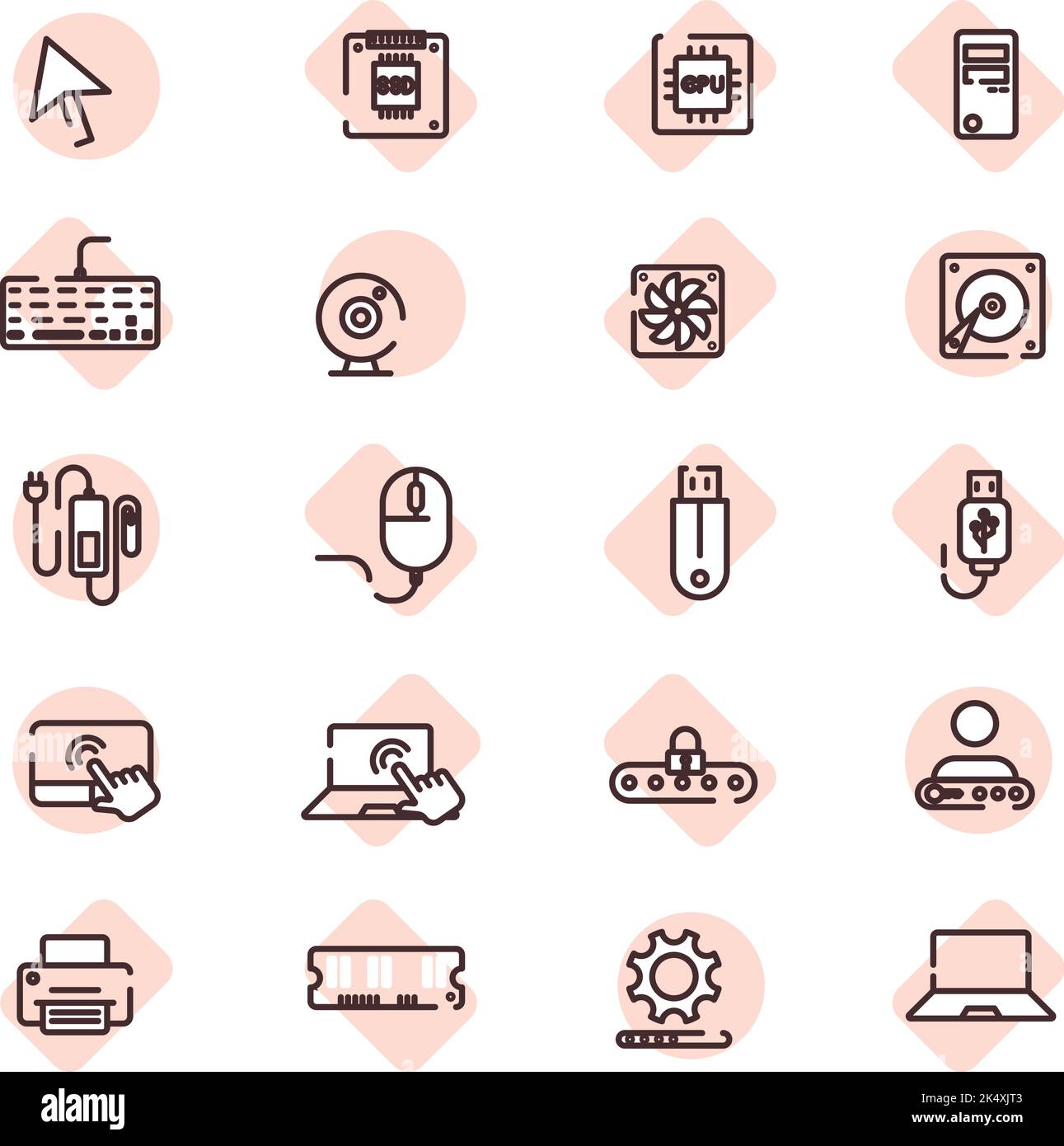Grafica per computer, illustrazione, vettore su sfondo bianco. Illustrazione Vettoriale