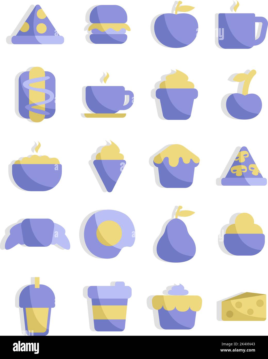 Set di icone del cibo, illustrazione, vettore su sfondo bianco. Illustrazione Vettoriale