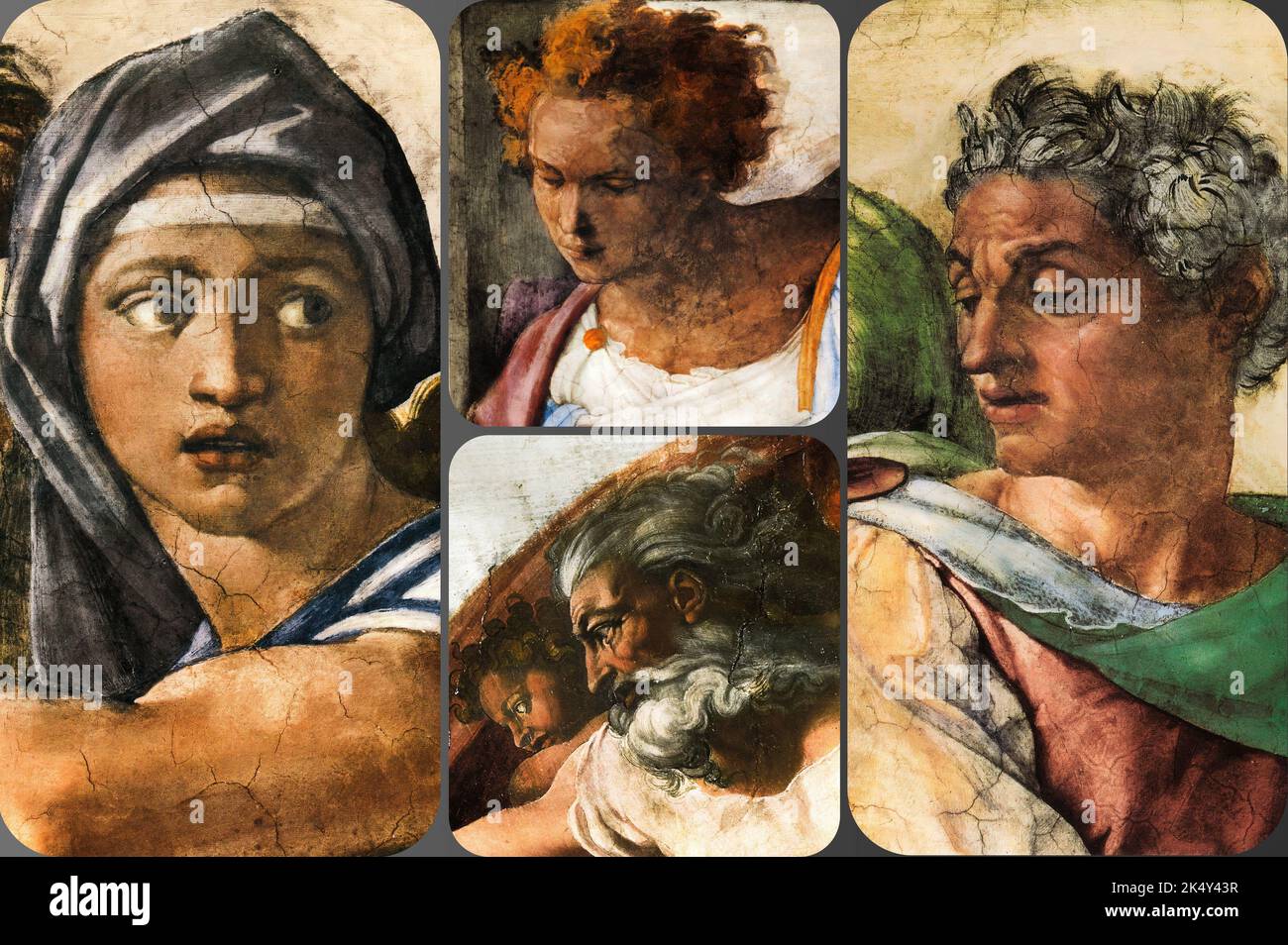 Alcuni dettagli del famoso capolavoro - la creazione di Adamo di Michelangelo nella Cappella Sistina, Vaticano, Roma, Italia Foto Stock