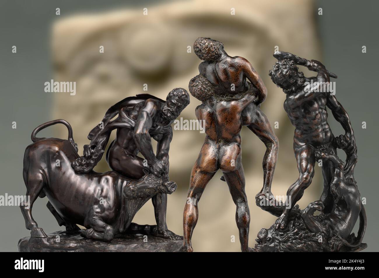 Raffigurazione di autentiche statue dell'antica Roma di Ercole famosa figura mitologica greco-romana Foto Stock