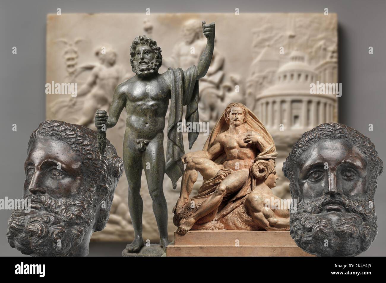 Raffigurazione di autentiche statue dell'antica Roma di Giove Re del Cielo e progenitore di tutti gli dei. Foto Stock