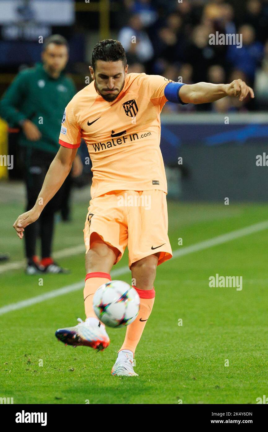 Brugge, Belgio. 04th Ott 2022. Il Matheus Cunha di Atletico ha ritratto in azione nel corso di una partita di calcio tra il Club belga Brugge KV e l'Atletico spagnolo di Madrid, martedì 04 ottobre 2022 a Brugge, il giorno 3/6 del palcoscenico di gruppo della UEFA Champions League. BELGA PHOTO KURT DESPLENTER Credit: Belga News Agency/Alamy Live News Foto Stock