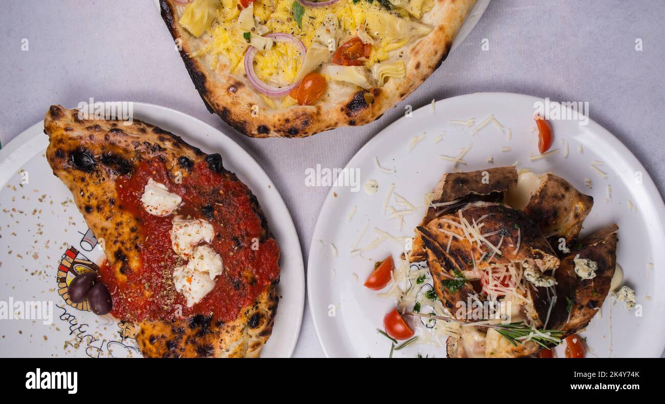 Tre diversi piatti per pranzo Foto Stock