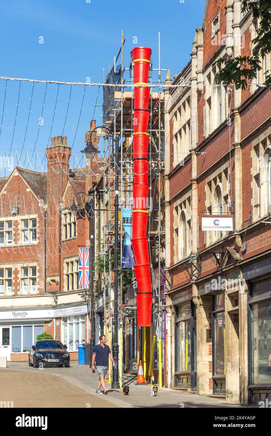 Ristrutturazione di edifici, Market Street, Kettering, Northamptonshire, Inghilterra, Regno Unito Foto Stock