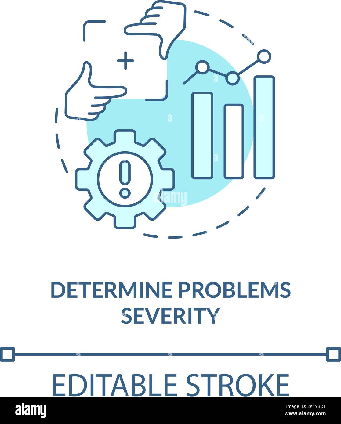 Definire la gravità dei problemi icona del concetto turchese Illustrazione Vettoriale