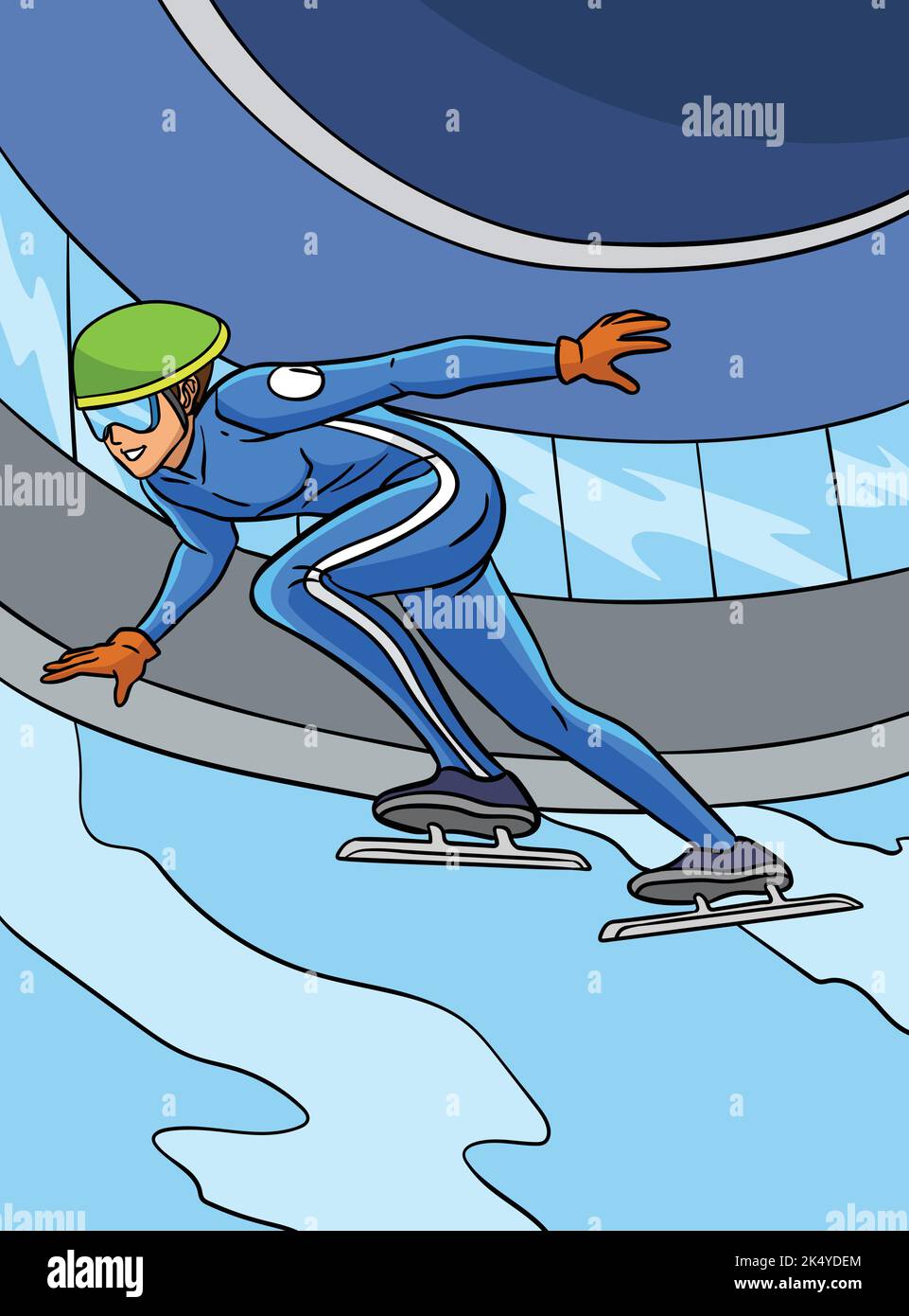 Illustrazione del cartoon colorato Speed Skating Illustrazione Vettoriale