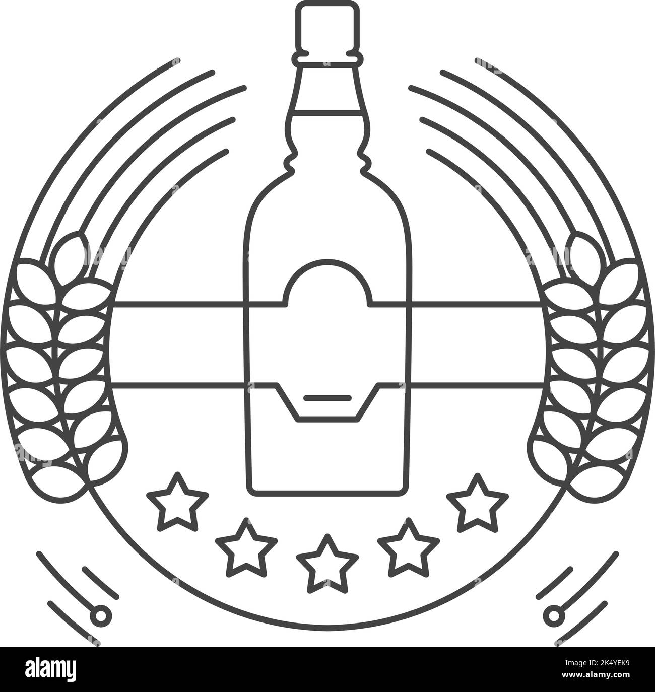 Emblema per bevande di qualità superiore. Logo di bottiglie di vetro Illustrazione Vettoriale