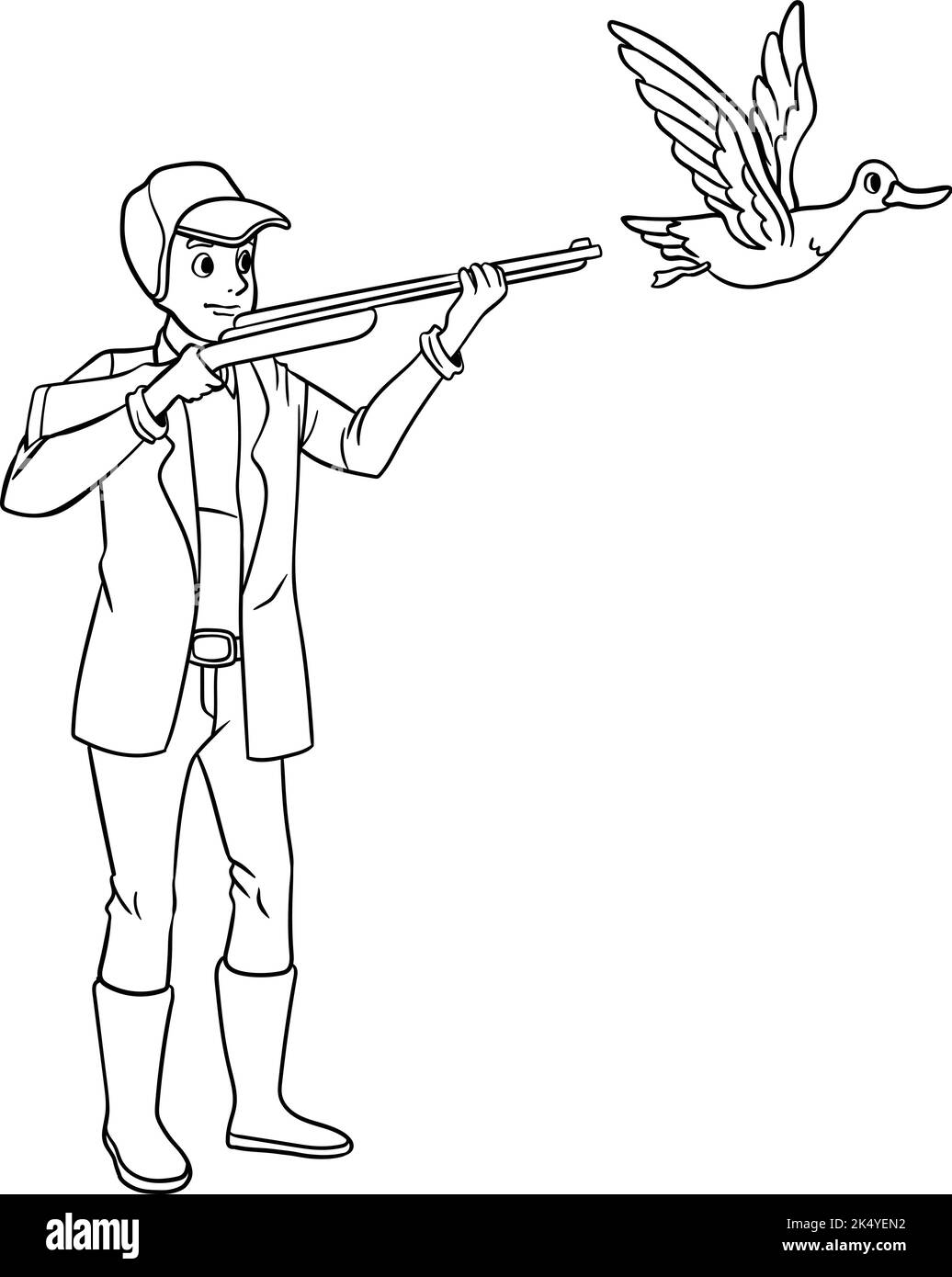 Anatra Caccia isolato colorazione pagina per bambini Illustrazione Vettoriale