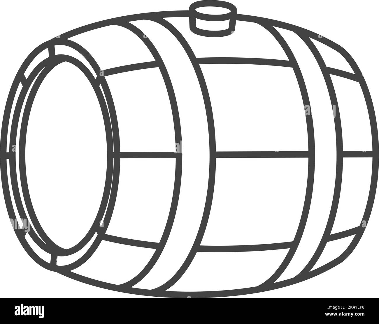 Simbolo del cilindro. Icona della linea di contenitori di bevande in legno Illustrazione Vettoriale