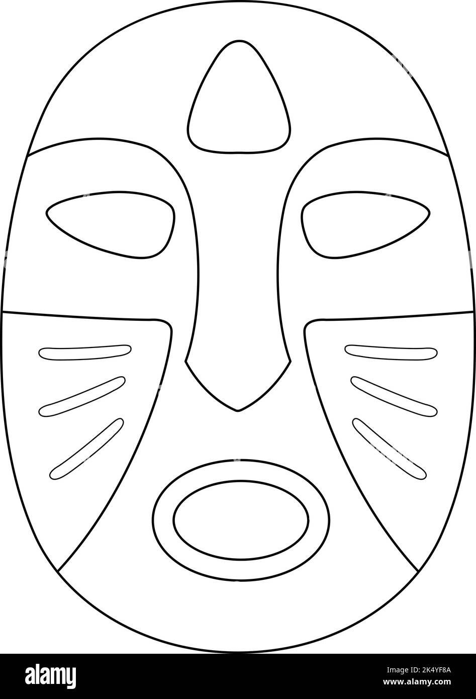 Maschera tribale pagina da colorare isolata Illustrazione Vettoriale