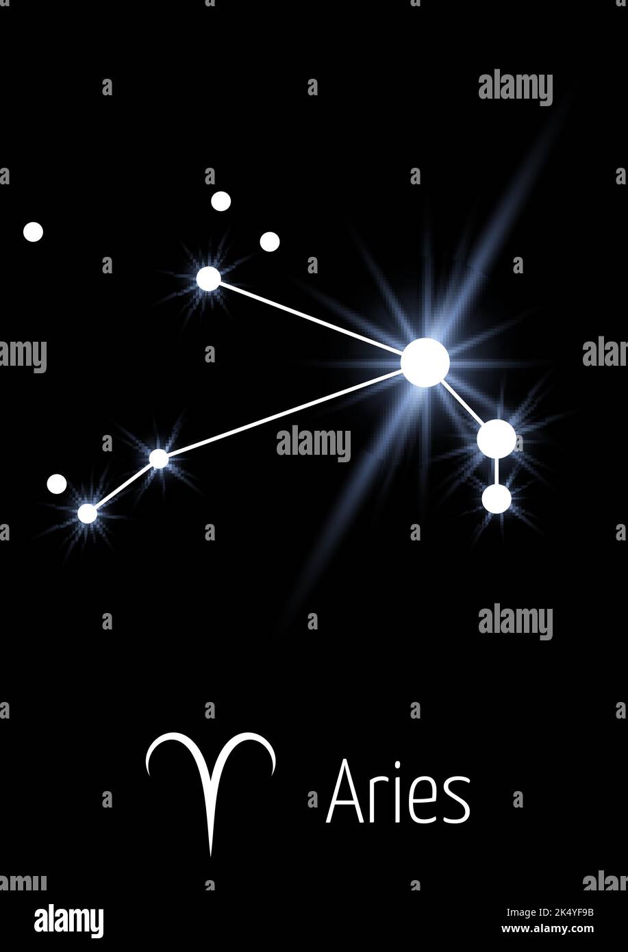 Costellazione di Ariete nello spazio nero. Oroscopo zodiaco segno Illustrazione Vettoriale