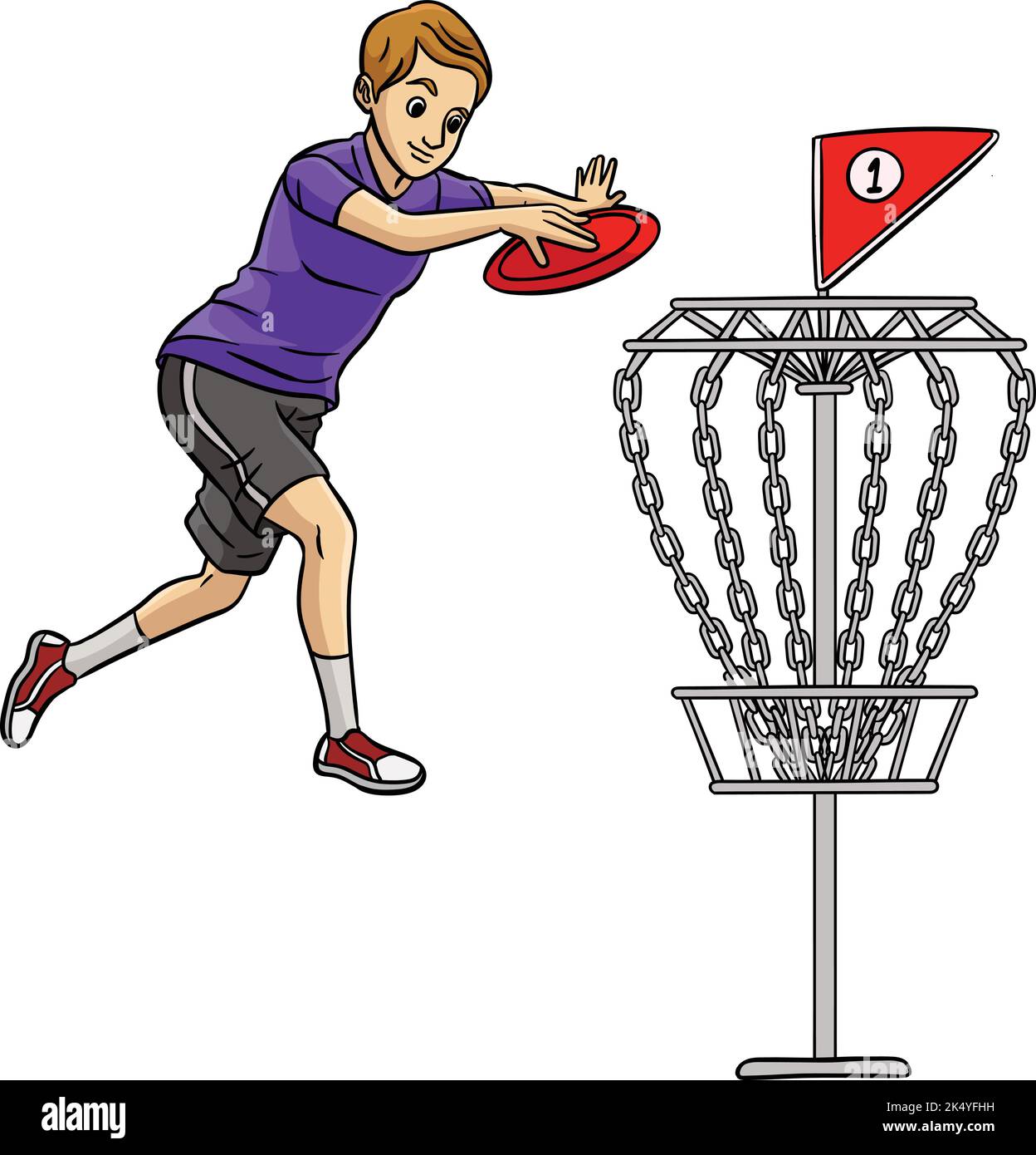 Disc Golf Cartoon colorata Clipart Illustrazione Illustrazione Vettoriale