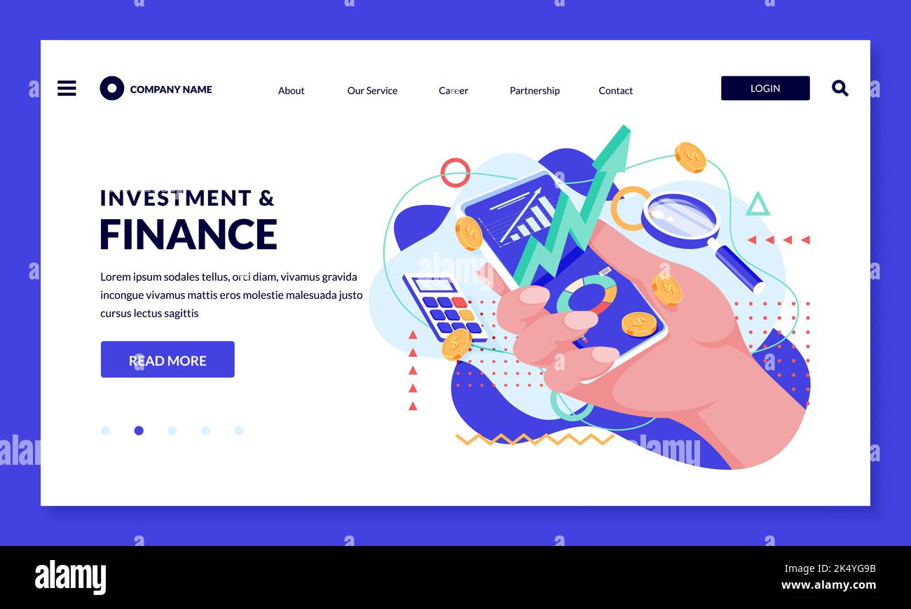 Investimento, risparmio di denaro e crescita finanziaria concetto di business. Immagine vettoriale della mano umana con lo smartphone e la freccia verde sullo schermo Illustrazione Vettoriale