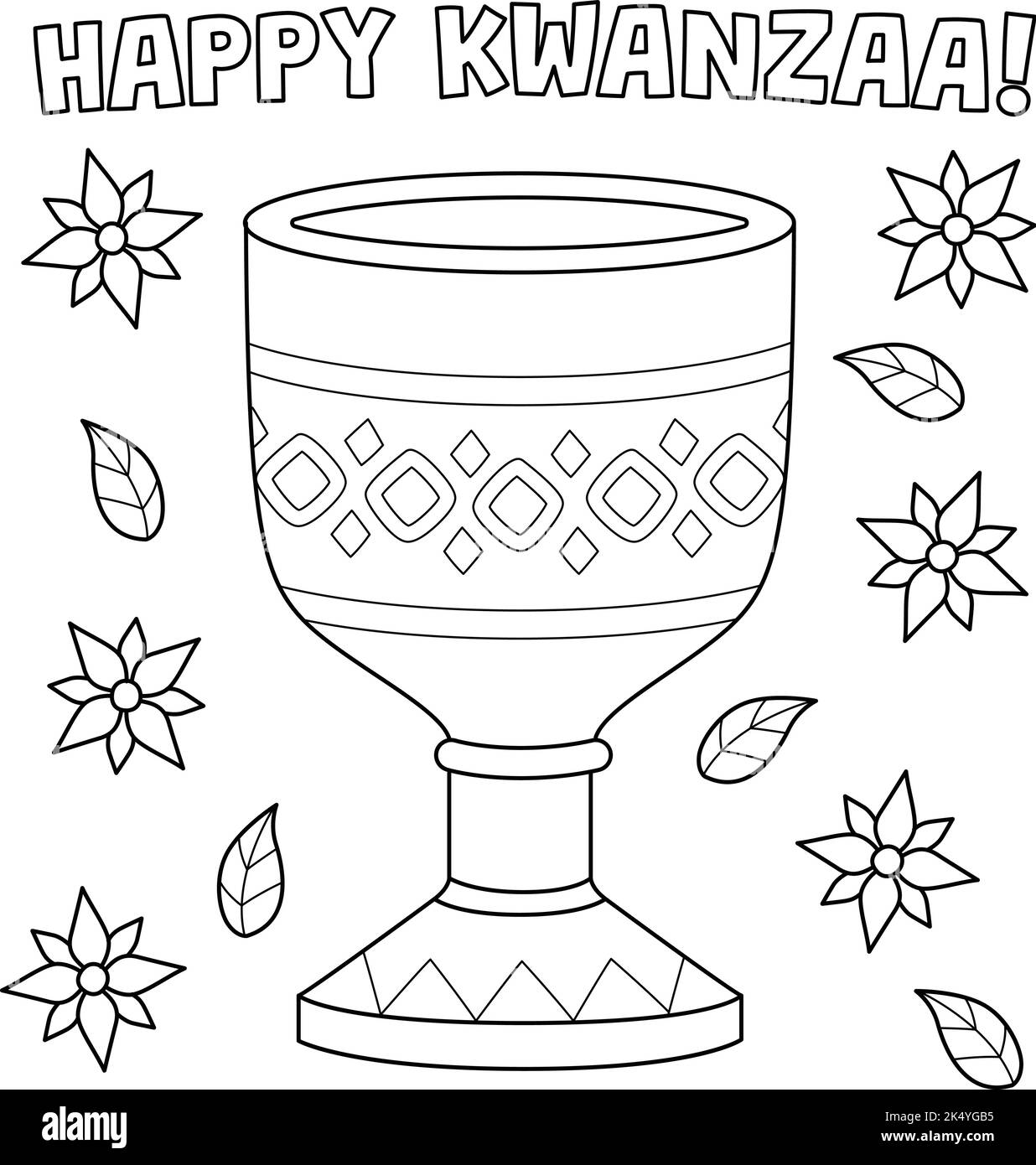 Kwanzaa Unity Cup colorazione pagina per bambini Illustrazione Vettoriale