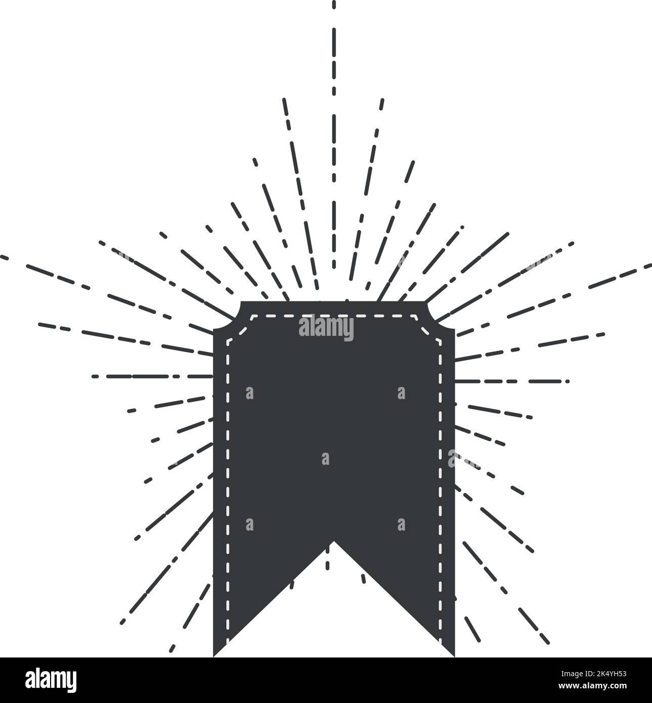 Telaio a bandiera con stella brillante. Distintivo vintage decorativo Illustrazione Vettoriale