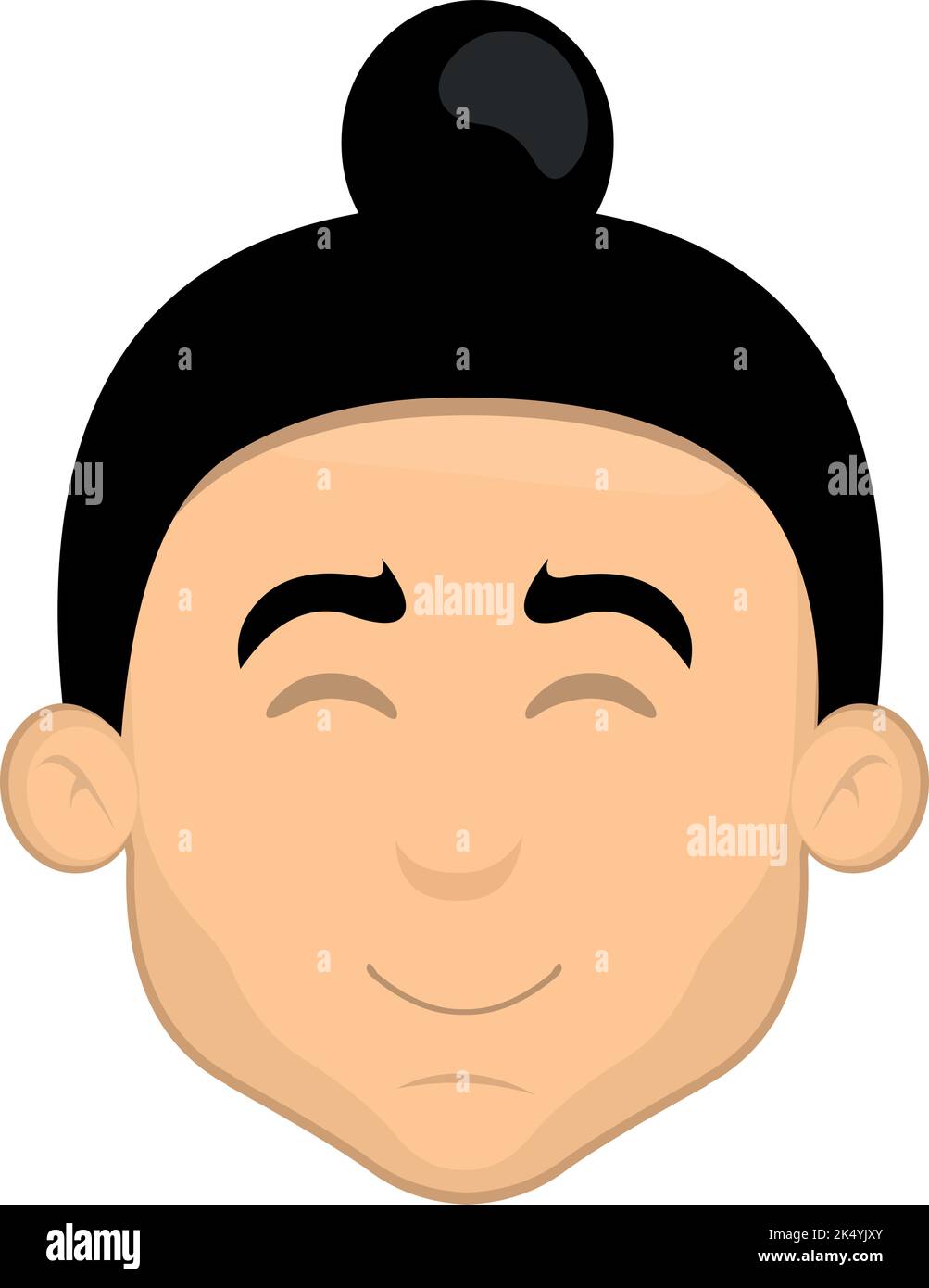 Illustrazione vettoriale della testa di un cartone animato asiatico con un pelo di mordente Illustrazione Vettoriale