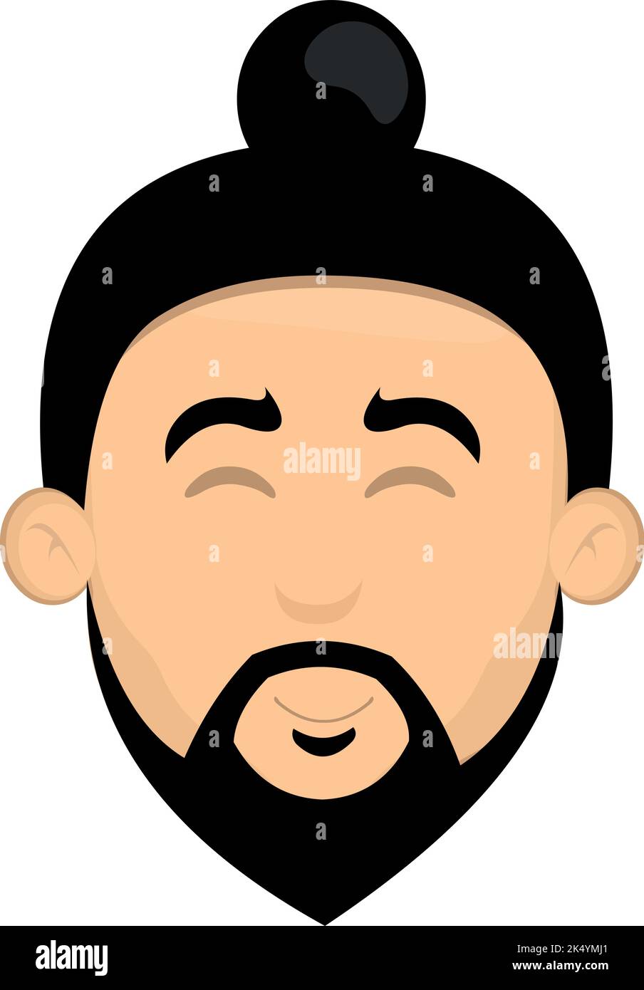 Illustrazione vettoriale della testa di un fumetto asiatico con barba Illustrazione Vettoriale