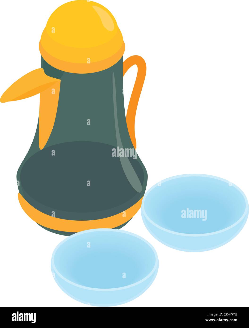 Vettore isometrico dell'icona dell'accessorio oftalmico. Lenti a contatto con gli occhi e icona a forma di caraffa. Salute degli occhi, concetto di oftalmologia Illustrazione Vettoriale