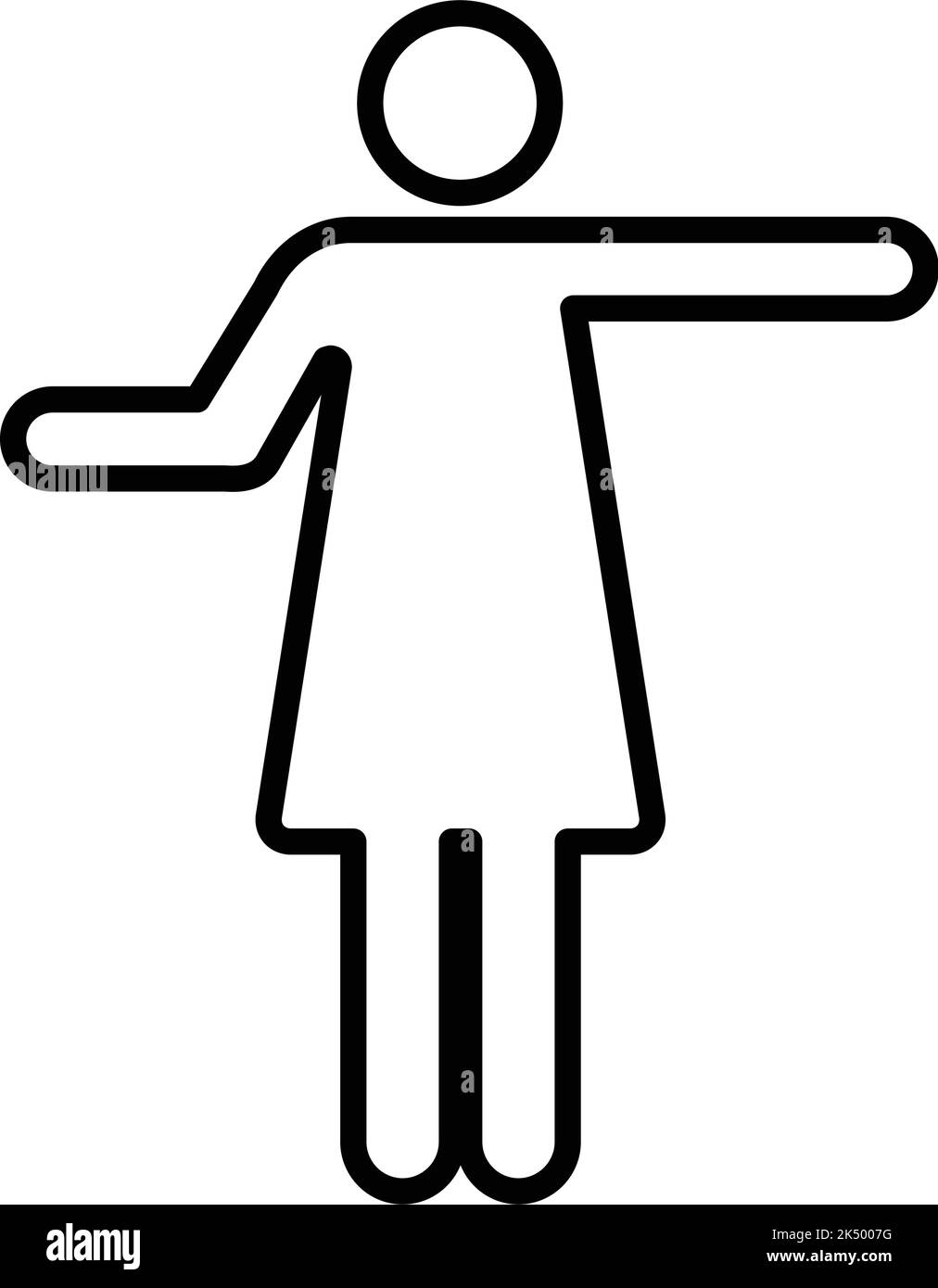 Donna a braccia aperte icona vettore femmina persona con mani sollevate simbolo in un pittogramma glifo illustrazione Illustrazione Vettoriale