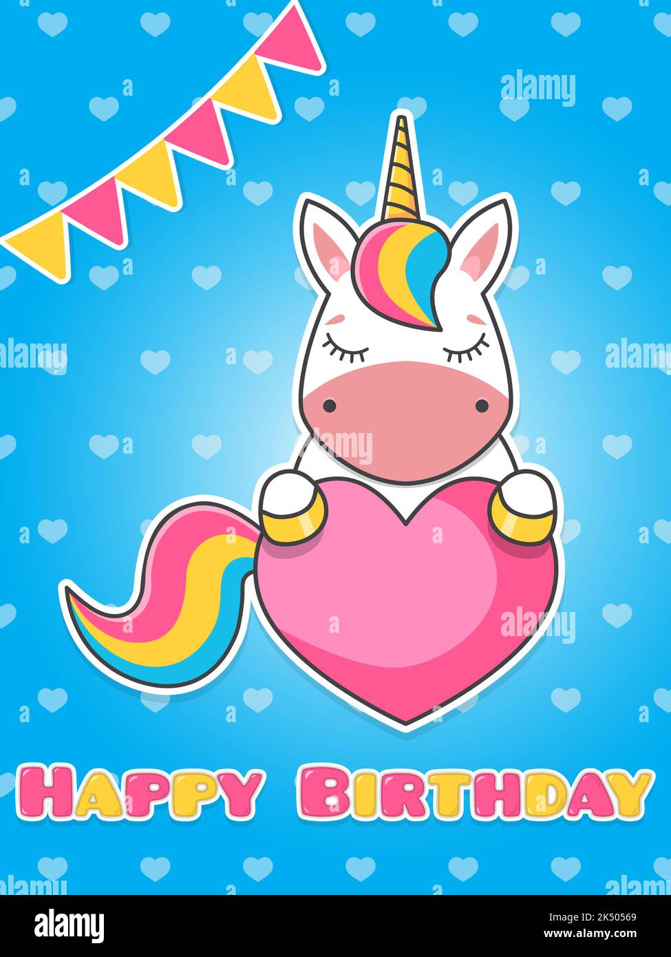 Invito di compleanno Unicorn. Festa di compleanno unicorno magica,  biglietto di auguri per l'acquazzone del bambino Immagine e Vettoriale -  Alamy