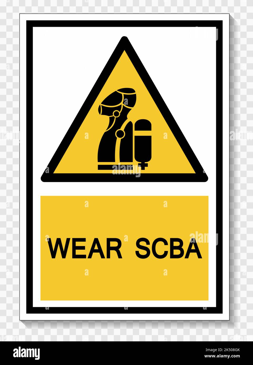 Indossare il simbolo SCBA (Autorespiratore autonomo) su sfondo bianco Illustrazione Vettoriale