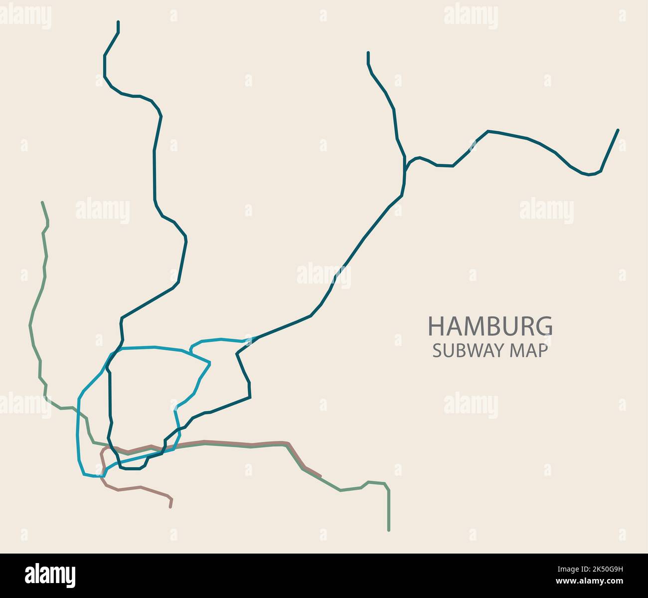 Mappa vettoriale della metropolitana di Amburgo colorata Illustrazione Vettoriale