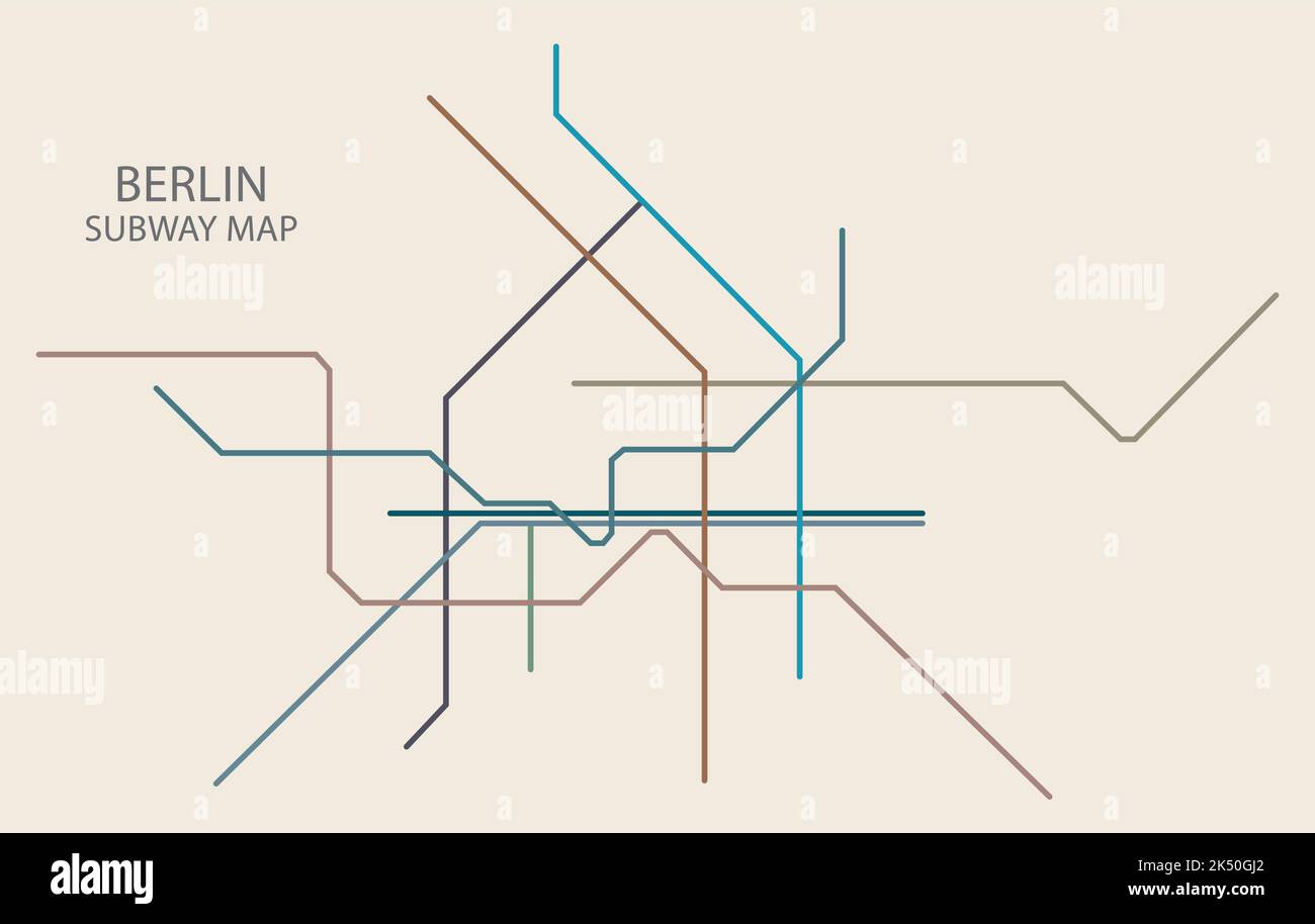 Mappa vettoriale della metropolitana di Berlino colorata Illustrazione Vettoriale