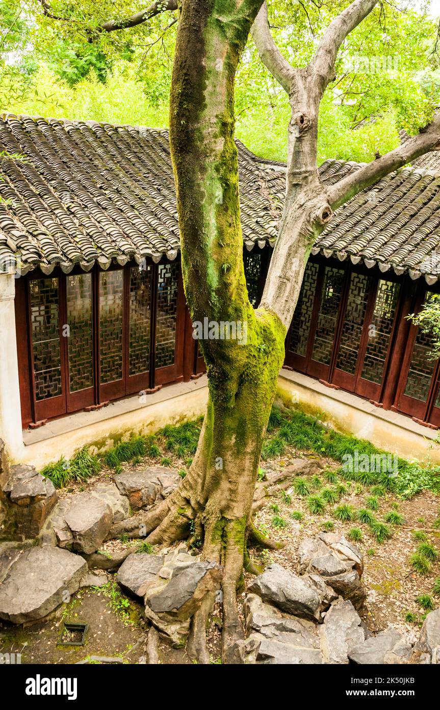 Il giardino del padiglione della Grande onda (Canglang), patrimonio dell'umanità dell'UNESCO, Suzhou, Provincia di Jiangsu, Cina. Foto Stock