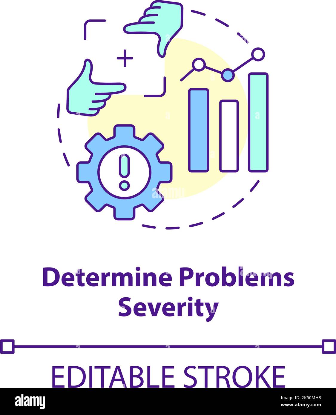 Determinare l'icona del concetto di gravità dei problemi Illustrazione Vettoriale