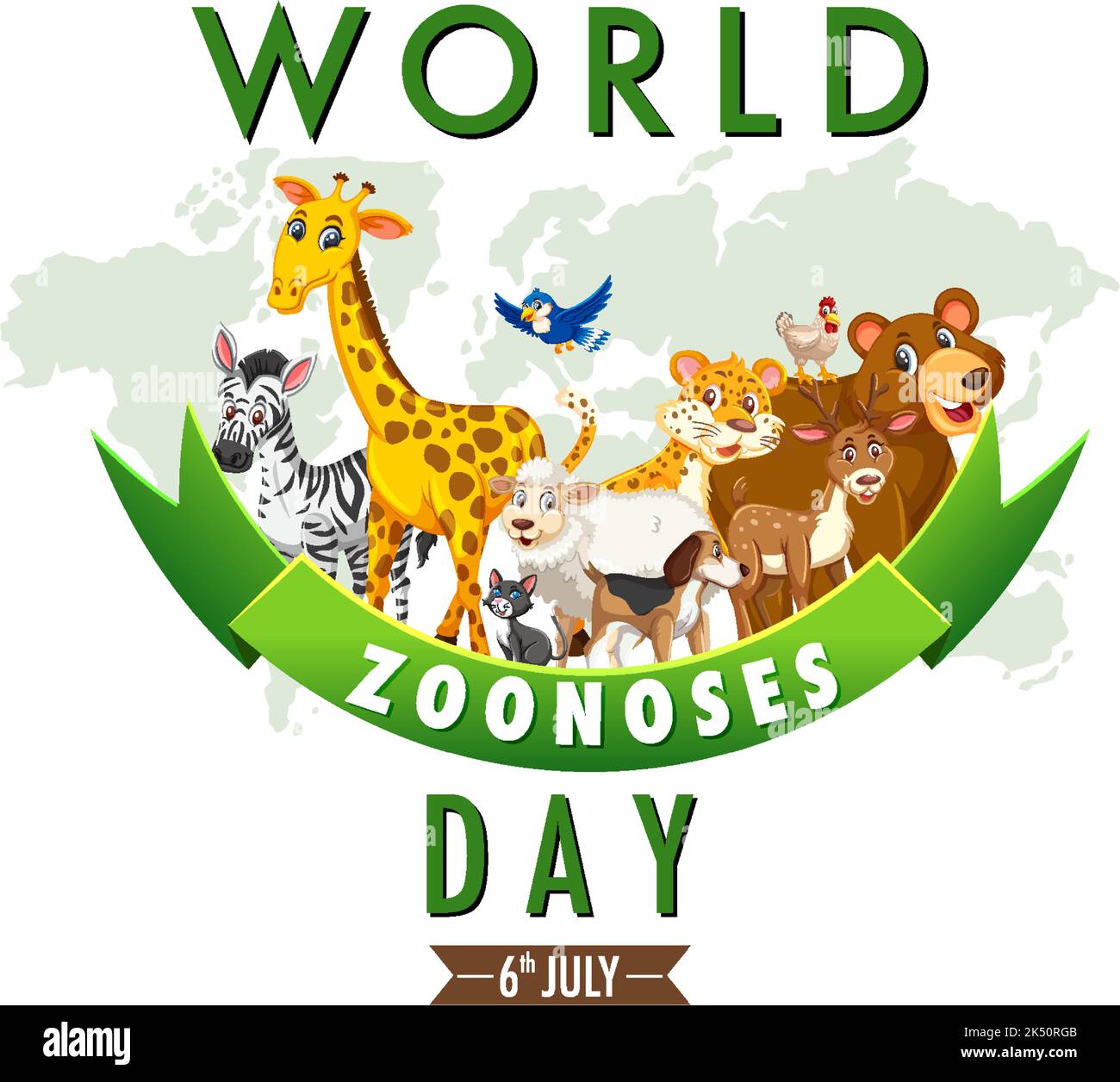 World zoonoses giorno banner disegno illustrazione Illustrazione Vettoriale