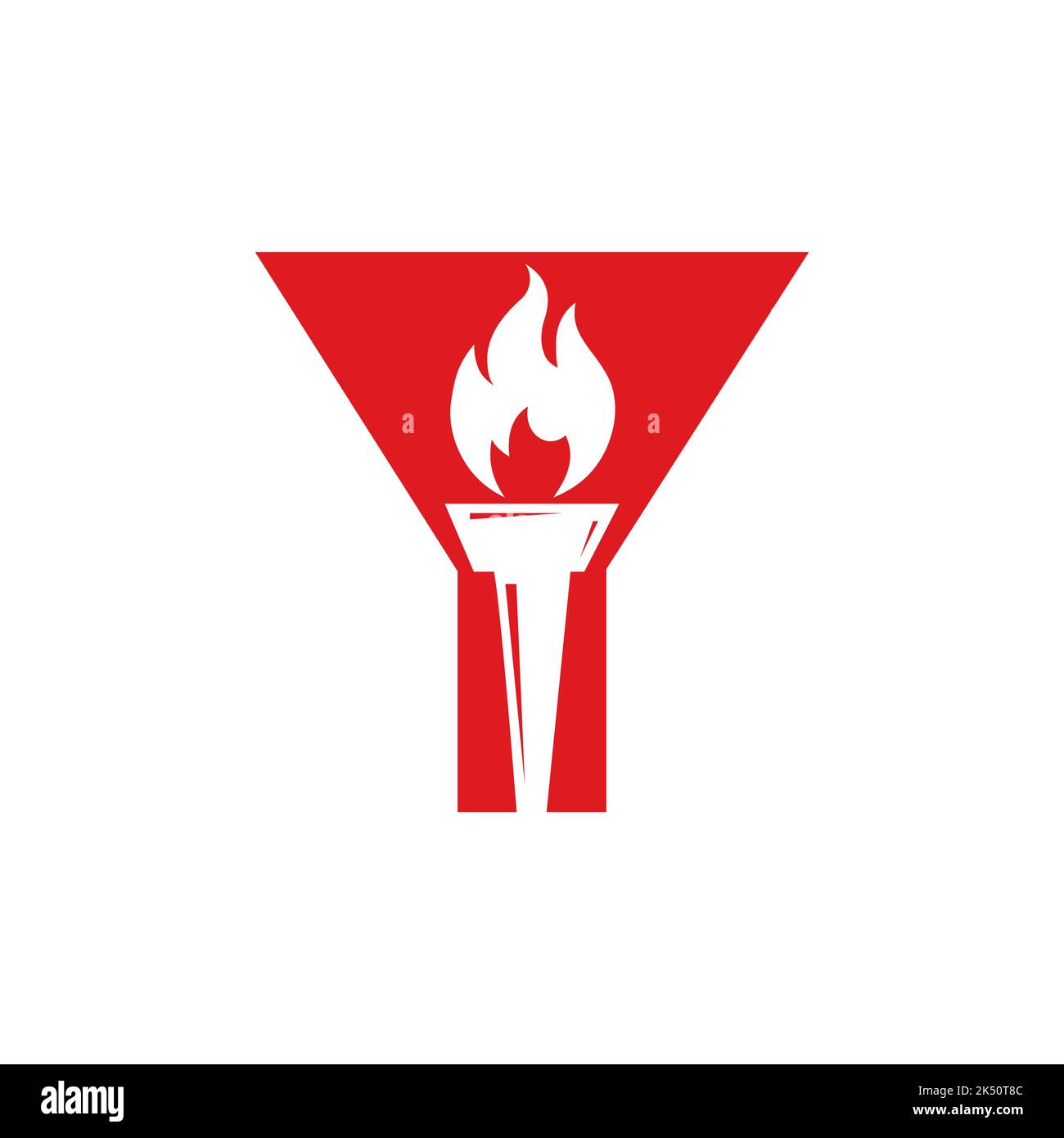 Lettera iniziale Y concetto di torcia con icona di fuoco e torcia simbolo vettoriale Illustrazione Vettoriale