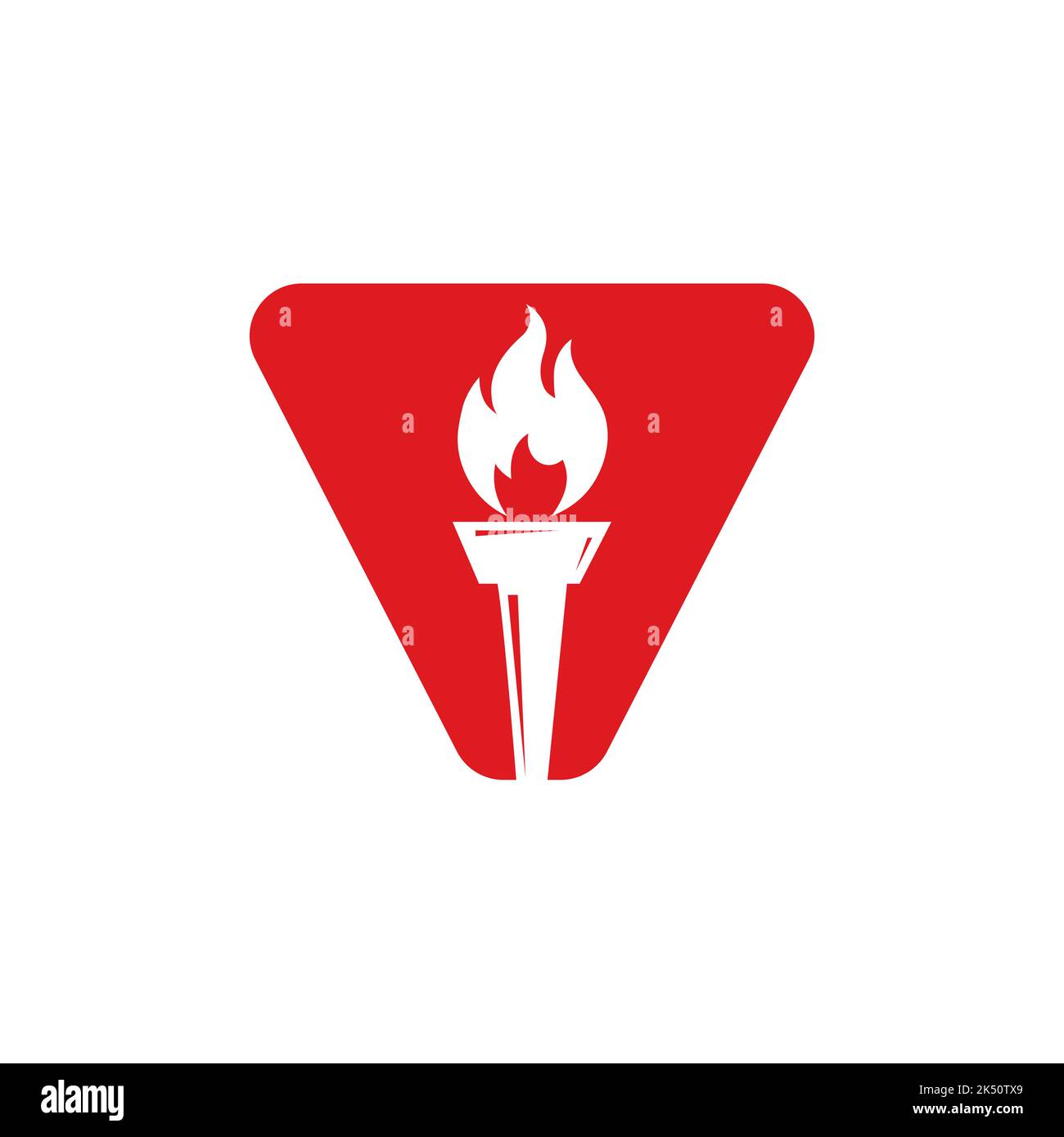 Lettera iniziale V concetto di torcia con icona di fuoco e torcia simbolo vettoriale Illustrazione Vettoriale