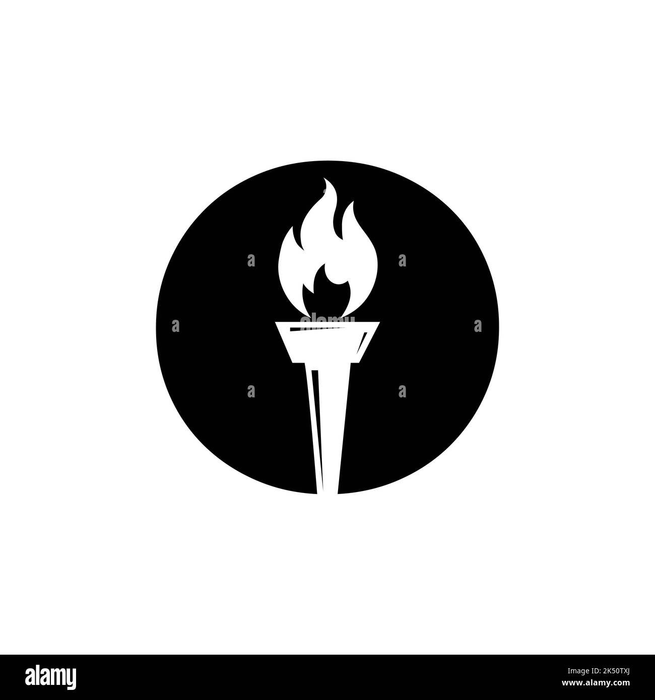 Lettera iniziale o concetto di torcia con icona di fuoco e torcia simbolo vettoriale Illustrazione Vettoriale