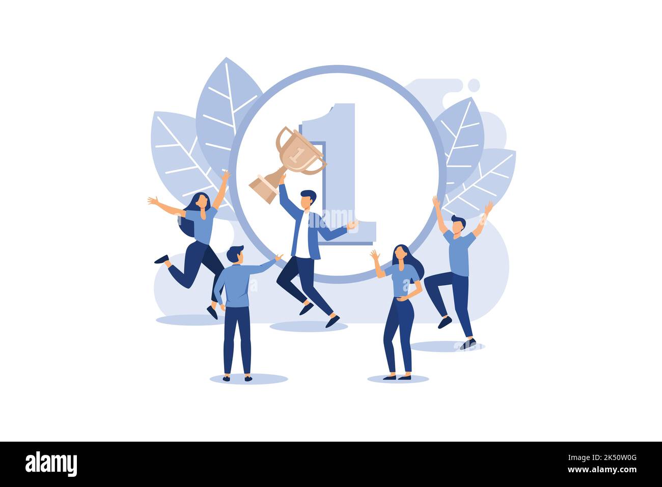 concetto di successo, raggiungere l'obiettivo, arrivare prima al traguardo, assumere le posizioni di leadership, celebrare la vittoria, il primo posto con il meda Illustrazione Vettoriale