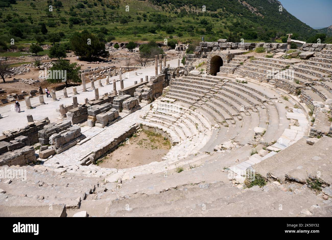 Odeon greco-romano, sala concerti o Bouleuterion, piccolo anfiteatro, sito archeologico di Efeso, Selcuk, Turchia Foto Stock