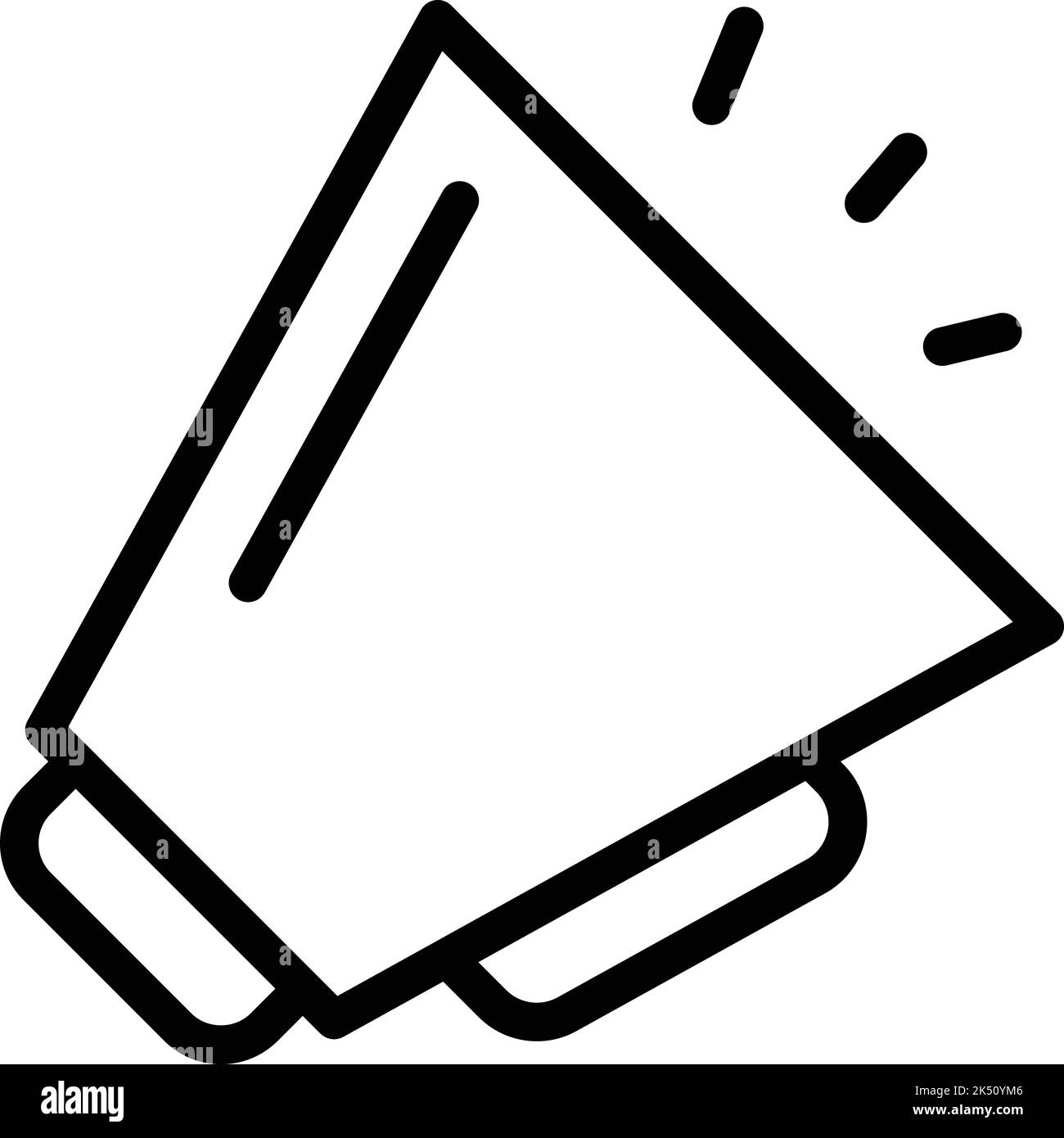 Vettore di contorno dell'icona del parlato del megafono. Speach elezione. Retorica oratoria Illustrazione Vettoriale