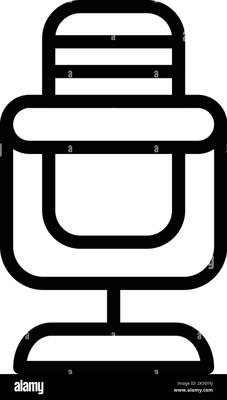 Icona del microfono oratorio vettore di contorno. Elezioni pubbliche. Discorso retorico Illustrazione Vettoriale