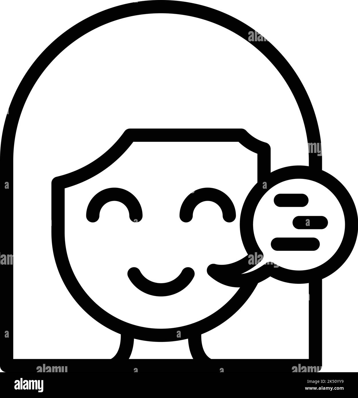 Vettore contorno icona voce donna. Elocuzione elezione. Retorica pubblica Illustrazione Vettoriale