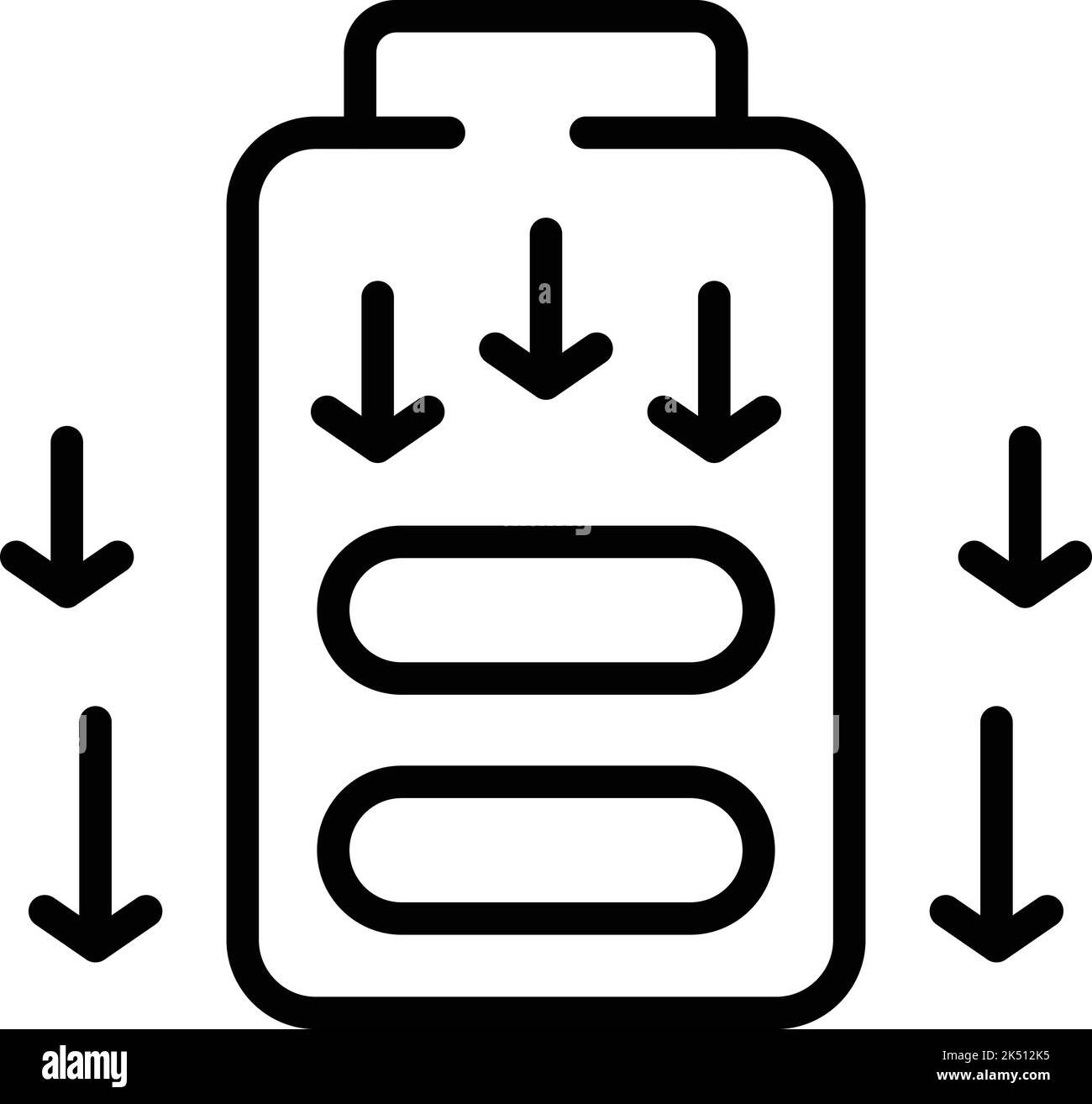 Icona di basso consumo energetico della batteria vettoriale. Riduzione delle sollecitazioni. Calma salute Illustrazione Vettoriale