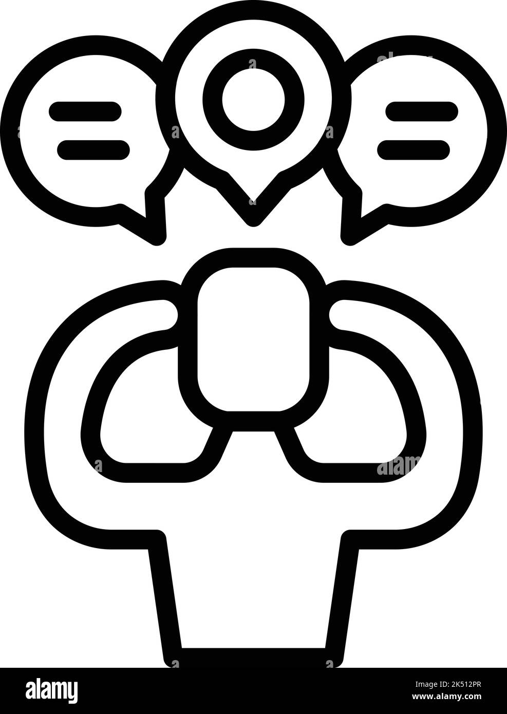 Vettore di contorno dell'icona del corpo di sé. Riduzione delle sollecitazioni. Massaggio benessere Illustrazione Vettoriale