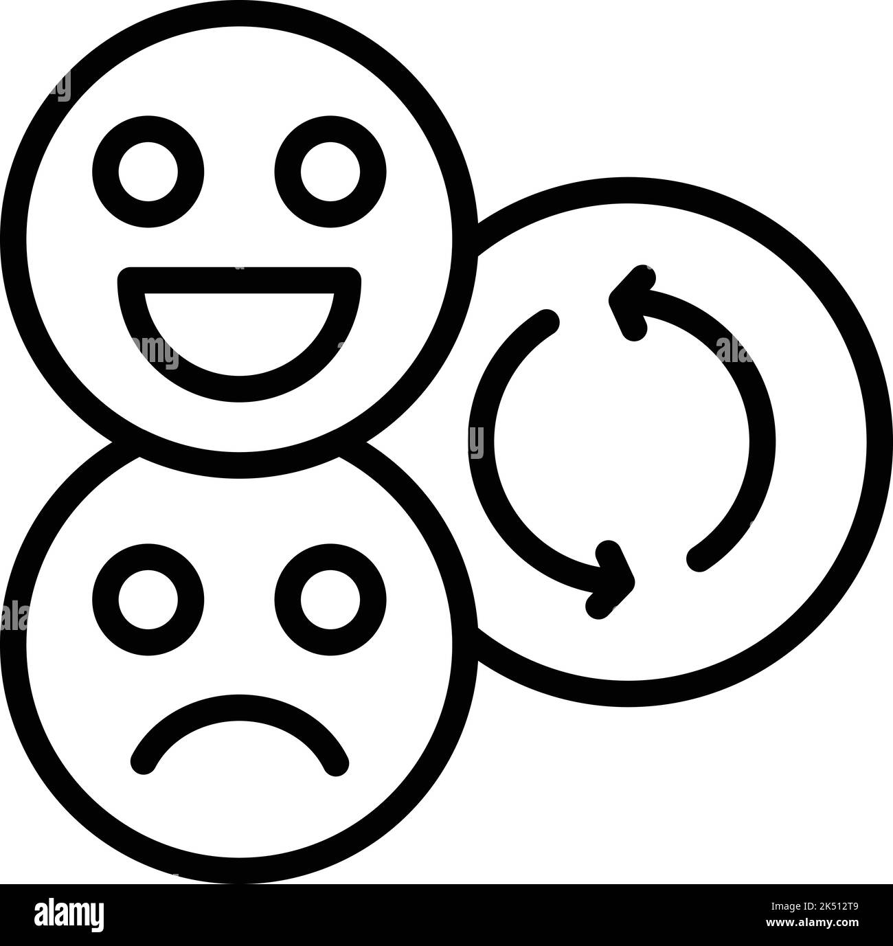 Vettore di contorno dell'icona della terapia sotto sforzo. Salute mentale. Meditate l'anima Illustrazione Vettoriale