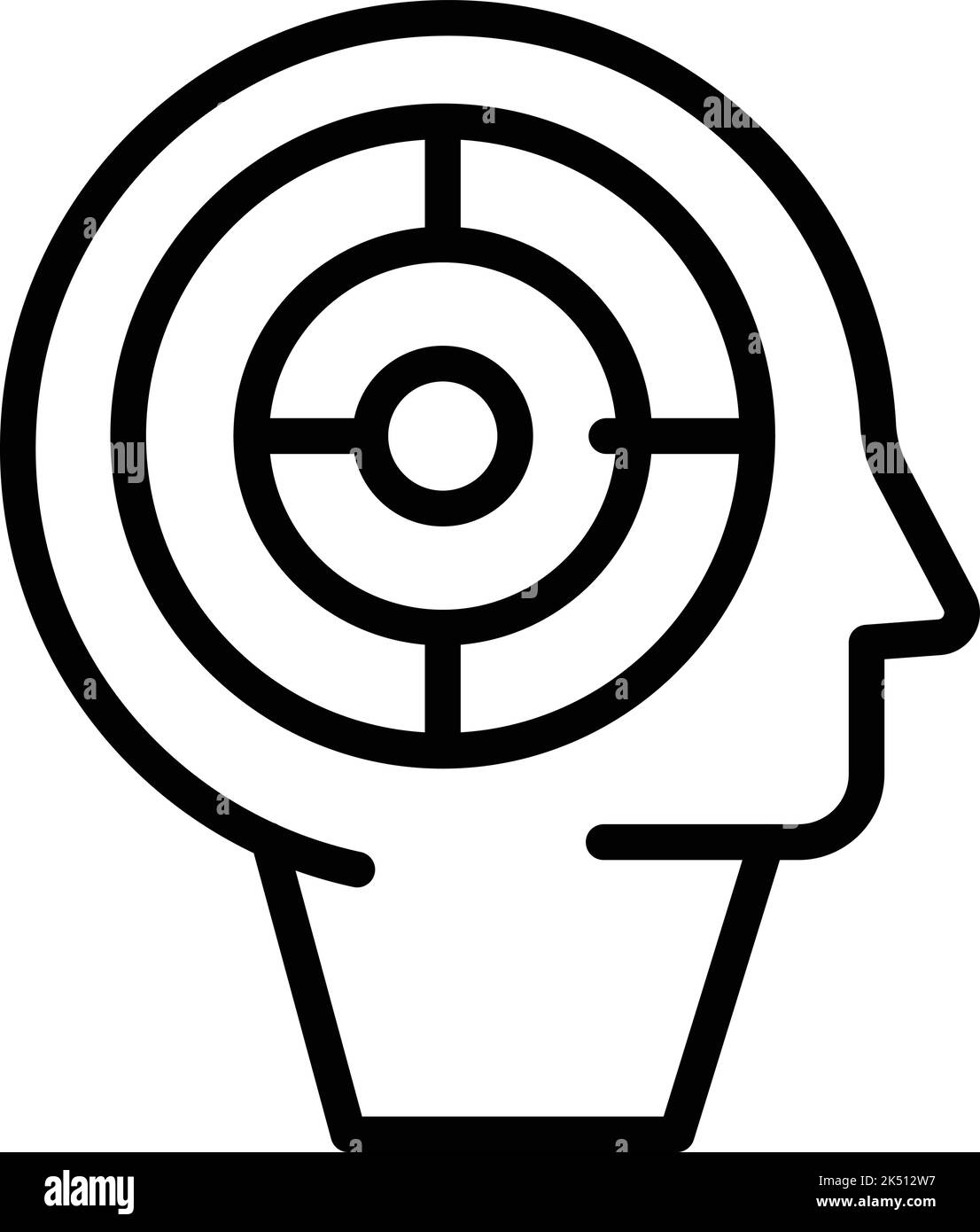 Vettore contorno icona massaggio mentale. Riduzione delle sollecitazioni. Centro benessere tranquillo Illustrazione Vettoriale